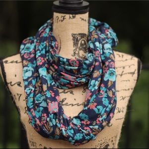 Navy floral print infinity scarf
